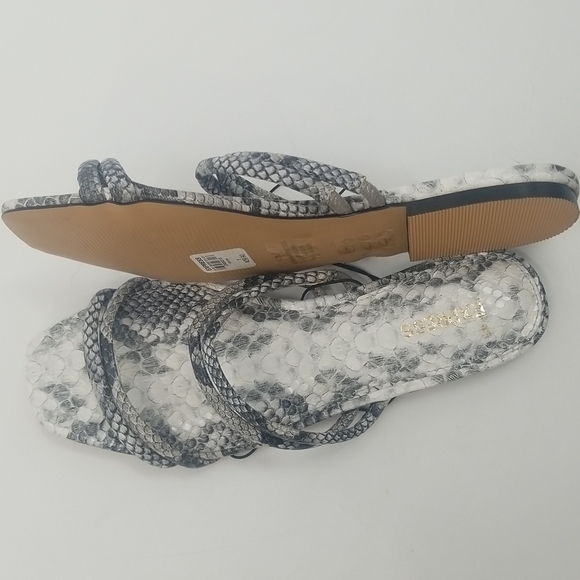 EXPRESS Snakeskin Strappy Slides Open Mule Flats Sandals Sz:7 - Picture 10 of 11